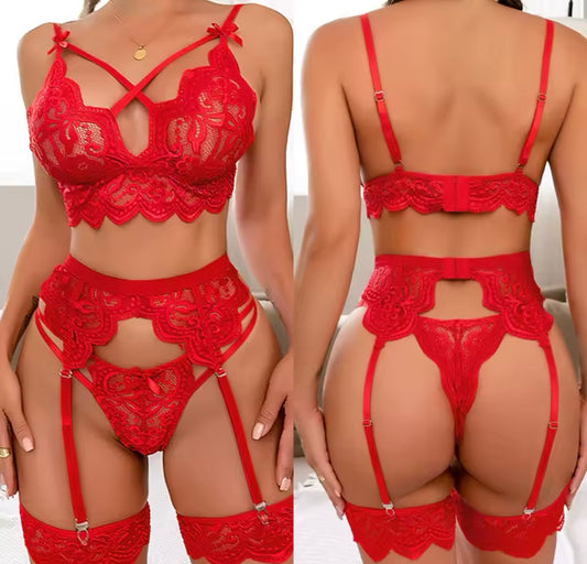 3pcRed Lingerie